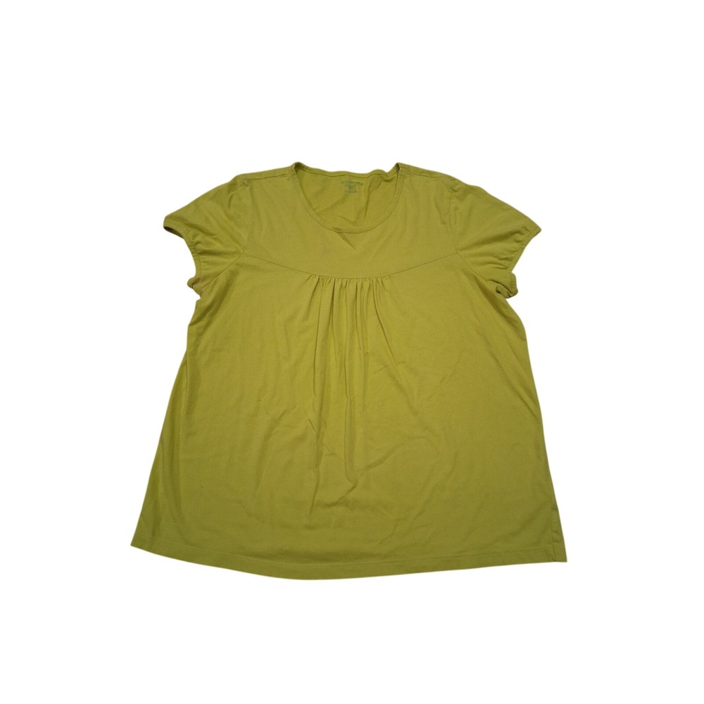 Liz Claiborne Womens Chartreuse Yellow‎ Empire Waist Pleated Top Large